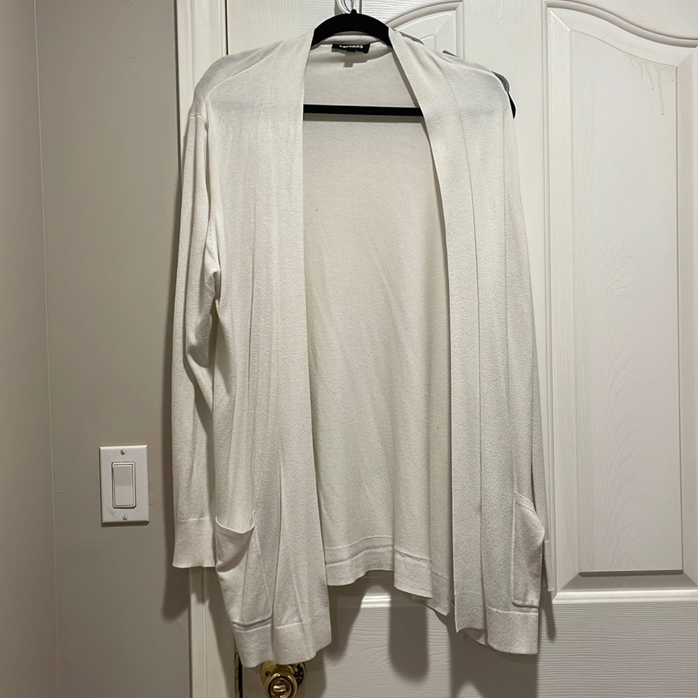 XL WHITE LONG COMFORTABLE CARDIGAN